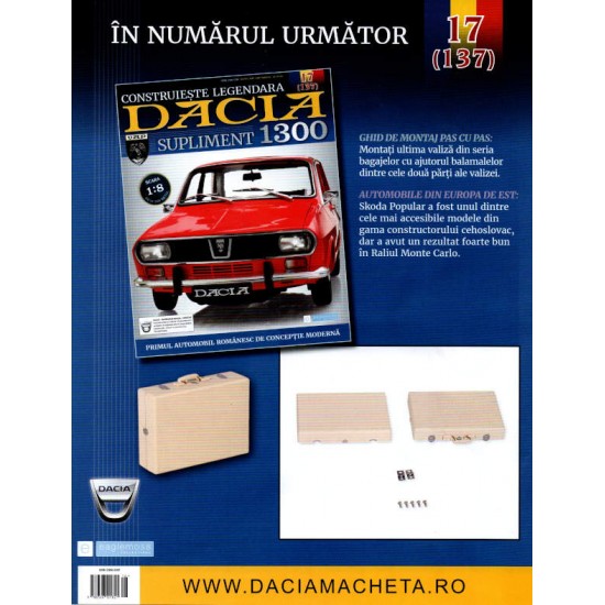 Macheta auto Dacia 1300 KIT Nr.136 (16) Supliment – butelie, scara 1:8 Eaglemoss