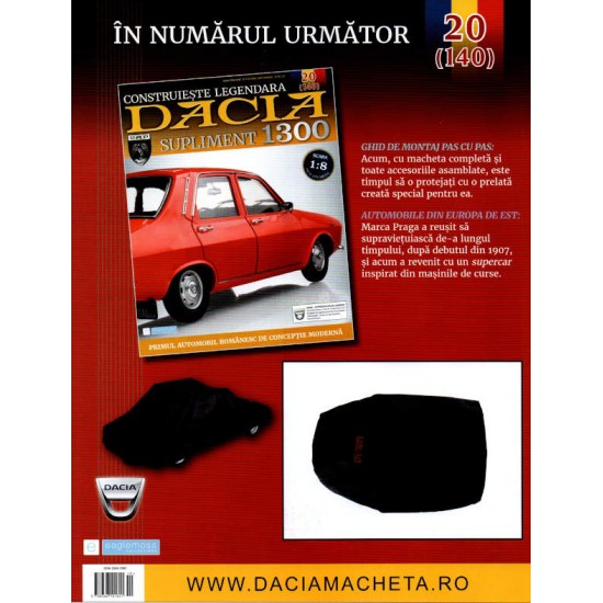 Macheta auto Dacia 1300 KIT Nr.139 (19) Supliment – figurina catel, scara 1:8 Eaglemoss