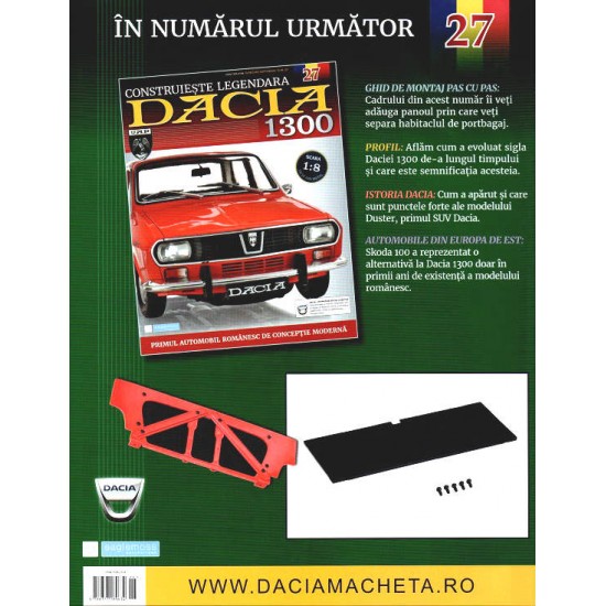 Macheta auto Dacia 1300 KIT Nr.26 - elemente panou portbagaj, scara 1:8 Eaglemoss