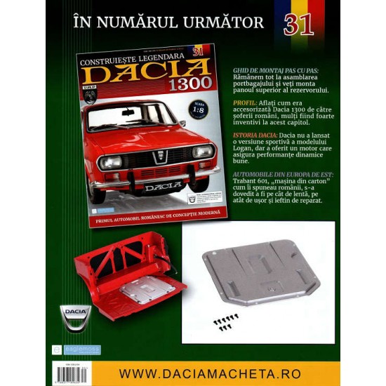 Macheta auto Dacia 1300 KIT Nr.30 - elemente pasaj roata spate, scara 1:8 Eaglemoss