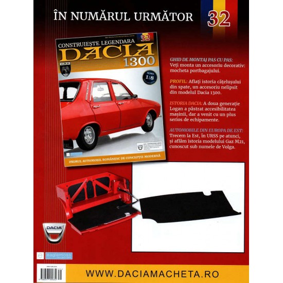 Macheta auto Dacia 1300 KIT Nr.31 - rezervor, scara 1:8 Eaglemoss