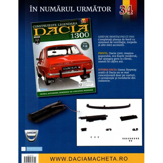 Macheta auto Dacia 1300 KIT Nr.33 - elemente bord part 1, scara 1:8 Eaglemoss