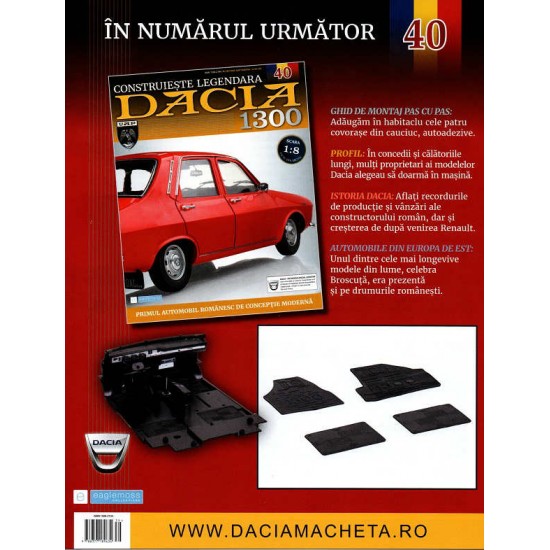 Macheta auto Dacia 1300 KIT Nr.39 - elemente schimbator scara 1:8 Eaglemoss