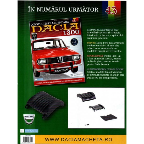 Macheta auto Dacia 1300 KIT Nr.42 - elemente scaun fata, scara 1:8 Eaglemoss