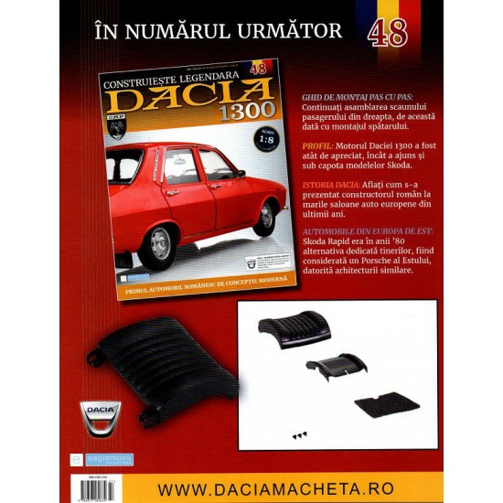 Macheta auto Dacia 1300 KIT Nr.47 - elemente scaun fata1, scara 1:8 Eaglemoss