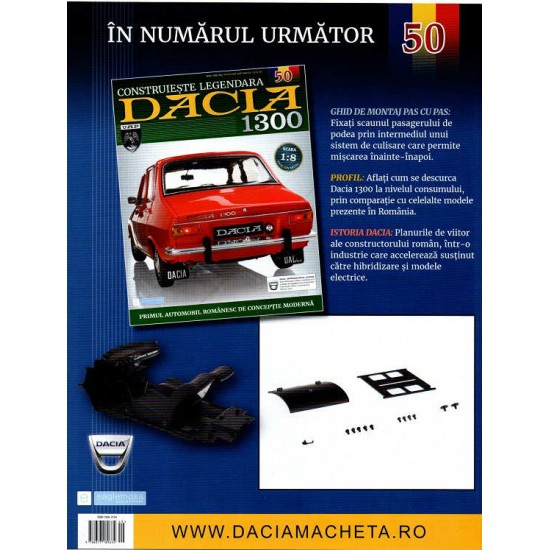 Macheta auto Dacia 1300 KIT Nr.49 - elemente scaun fata3, scara 1:8 Eaglemoss