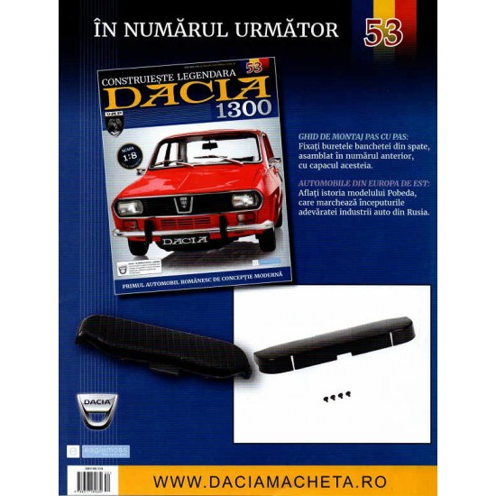 Macheta auto Dacia 1300 KIT Nr.52 - elemente bancheta spate part1, scara 1:8 Eaglemoss