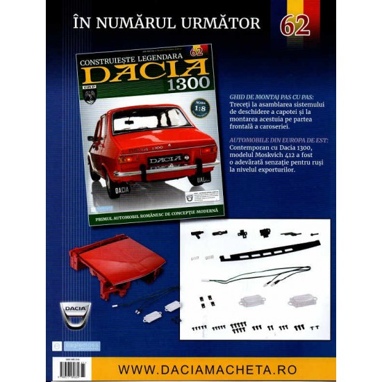 Macheta auto Dacia 1300 KIT Nr.61 - elemente compartiment motor, scara 1:8 Eaglemoss