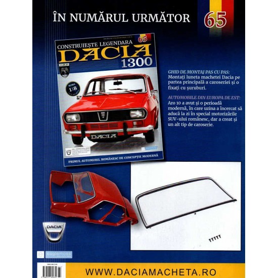 Macheta auto Dacia 1300 KIT Nr.64 - parbriz, scara 1:8 Eaglemoss
