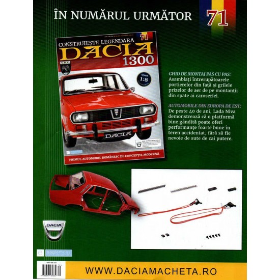 Macheta auto Dacia 1300 KIT Nr.70 - stergatoare, scara 1:8 Eaglemoss