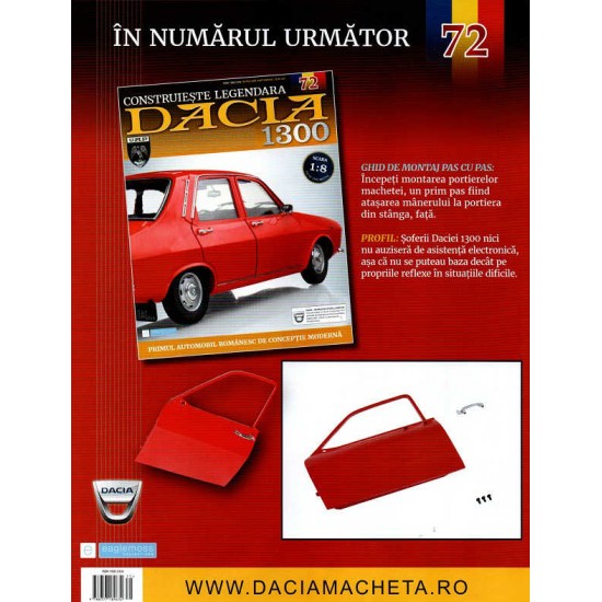 Macheta auto Dacia 1300 KIT Nr.71 - lumini portiera, scara 1:8 Eaglemoss
