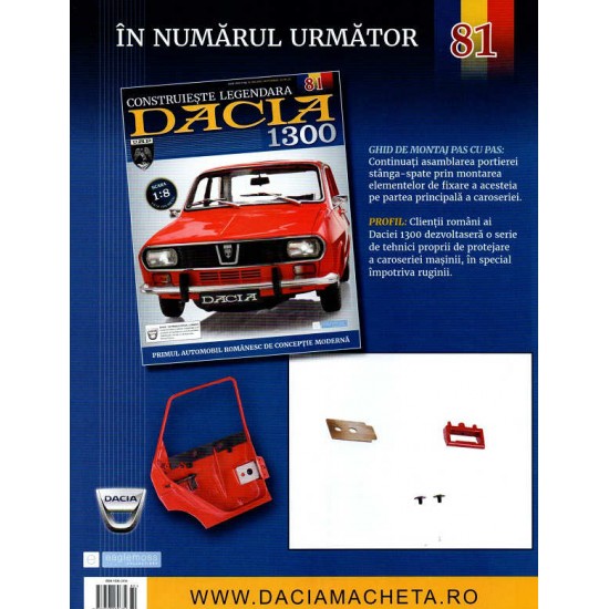 Macheta auto Dacia 1300 KIT Nr.80 - elemente portiera stg-spate part2, scara 1:8 Eaglemoss