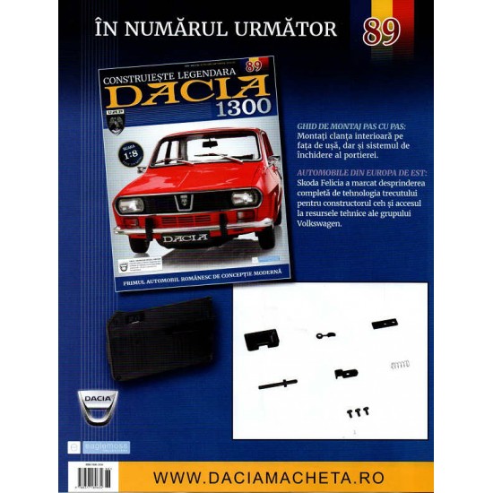 Macheta auto Dacia 1300 KIT Nr.88 - elemente portiera dr-fata part4, scara 1:8 Eaglemoss