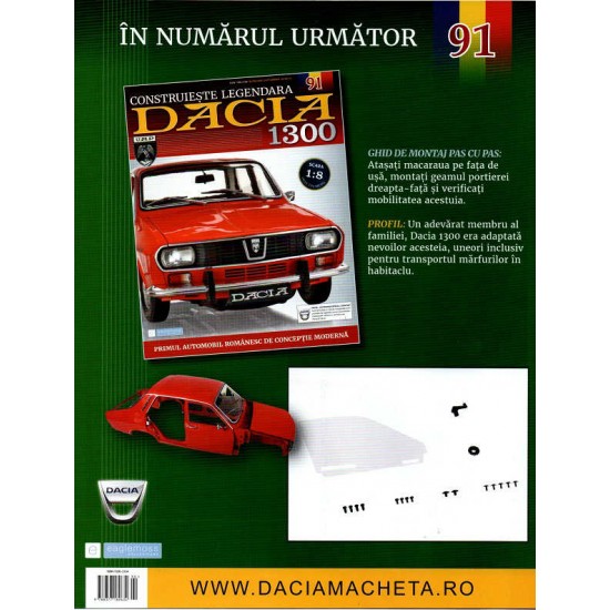 Macheta auto Dacia 1300 KIT Nr.90 - elemente portiera dr-fata part6, scara 1:8 Eaglemoss