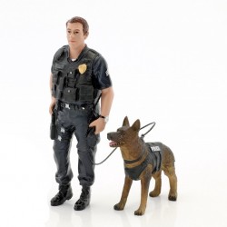 Figurina barbat politie unitate K9, 1:18 American Diorama
