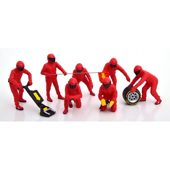 Figurina echipa F1 Ferrari Pit Crew Set 7 figurine, 1:18 American Diorama