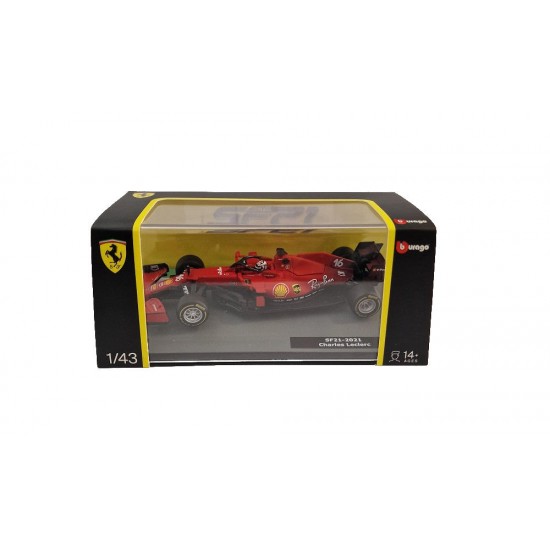 Macheta auto Ferrari F1 SF21 Team Scuderia Ferrari Winnow N16 Season 2021 Charles Leclerc cu vitrina si pilot, 1:43 Bburago Signature