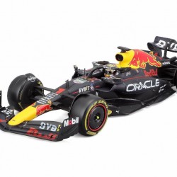 Macheta auto Honda F1 Red Bull Racing RB18 N1 2022 Max Verstappen cu vitrina si pilot, 1:24 Bburago Signature