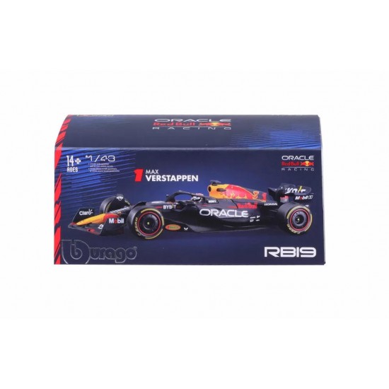 Macheta auto Honda F1 Red Bull Racing RB19 N1 2023 Max Verstappen cu vitrina si pilot, 1:43 Bburago Signature