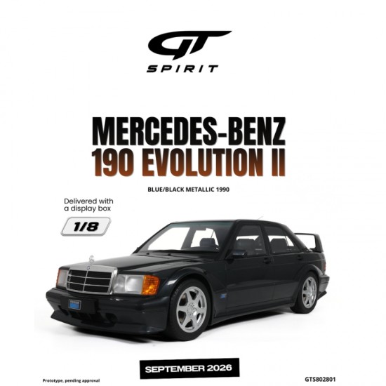 PRECOMANDA : Macheta auto Mercedes-Benz 190 Evolution II, Blue/Black Metallic, 1990, GTS802801, 1:8, GT Spirit