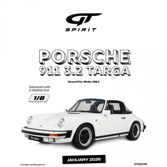 PRECOMANDA : Macheta auto Porsche 911 3.2 Targa, Grand Prix White, 1984, GTS802302, 1:8, GT Spirit