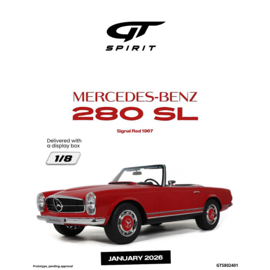PRECOMANDA : Macheta auto Mercedes Benz 280 SL, Signal Red, 1967, GTS802401, 1:8, GT Spirit
