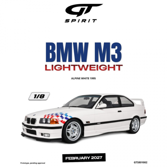 PRECOMANDA : Macheta auto BMW M3 Lightweight, Alpine White, 1995, GTS801002, 1:8, GT Spirit
