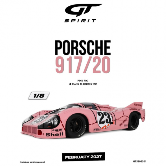 PRECOMANDA : Macheta auto Porsche 917/20 Pink Pig Le Mans 24 Heures, 1971, GTS803301, 1:8, GT Spirit