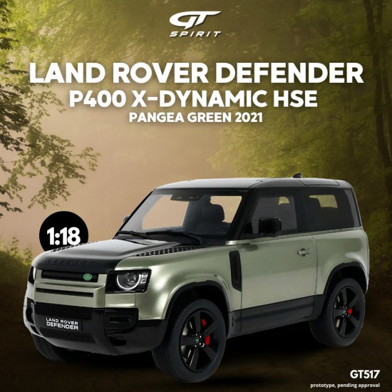 Macheta auto Land Rover Defender P400 X-Dynamic HSE, Pangea green, 2021, GT517, 1:18, GT Spirit