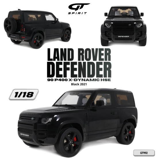 Macheta auto Land Rover Defender 90 P400 X-Dynamic HSE, Black, 2021, GT992, 1:18, GT Spirit