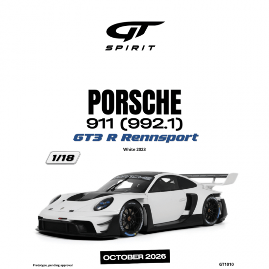 PRECOMANDA : Macheta auto Porsche 911 (992,1) GT3 R Rennsport, White, 2023, GT1010, 1:18, GT Spirit