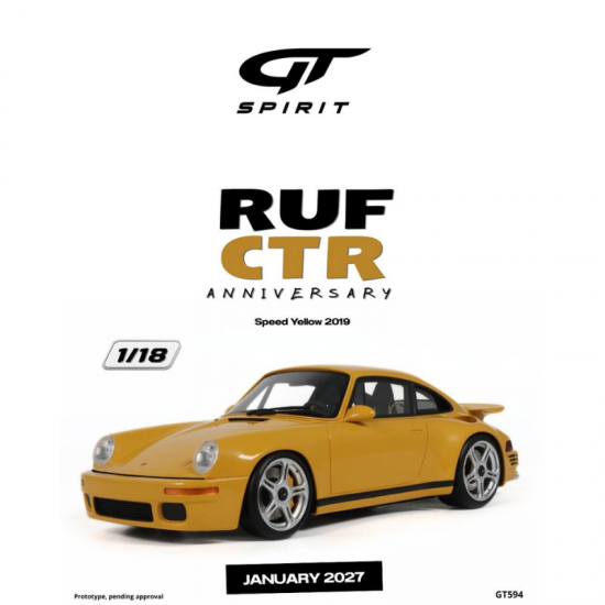 PRECOMANDA : Macheta auto RUF CTR Anniversary, Speed Yellow, 2019, GT594, 1:18, GT Spirit