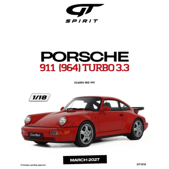 PRECOMANDA : Macheta auto Porsche 911 (964) Turbo 3,3, Guards Red, 1991, GT1016, 1:18, GT Spirit