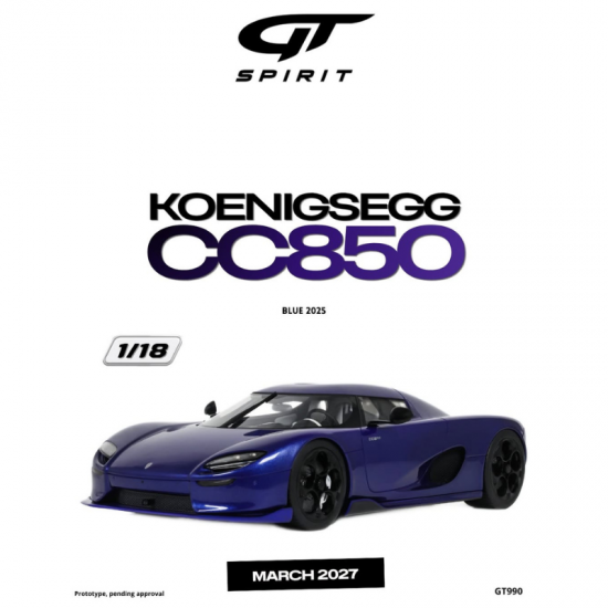 PRECOMANDA : Macheta auto Koenigsegg CC850, Blue, 2025, GT990, 1:18, GT Spirit