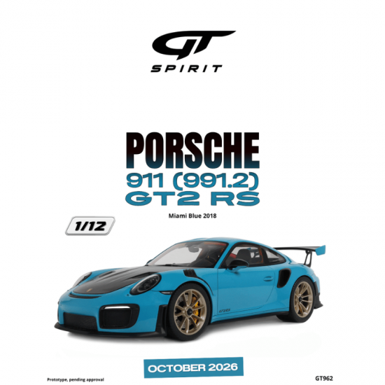 Macheta auto Porsche 911 (991,2) GT2 RS, Miami Blue, 2018, GT962, 1:12, GT Spirit