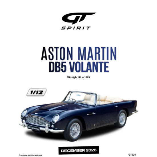 PRECOMANDA : Macheta auto Aston Martin DB5 Volante, Midnight Blue, 1965, GT624, 1:12, GT Spirit
