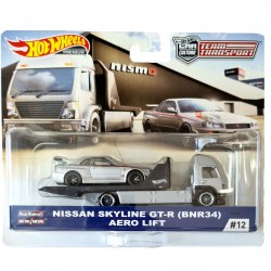 HW Macheta Set Nissan Skyline GT-R (BNR34) + Aero Lift #12, 1:64 Hot Wheels Premium