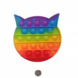 Jucarie senzoriala antistres Pop It + bila sticla, pisica multicolor curcubeu