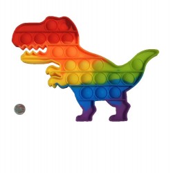 Jucarie senzoriala antistres Pop It + bila sticla, dinozaur multicolor curcubeu