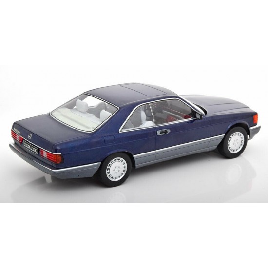Macheta auto Mercedes-Benz 560 SEC C126 1985 albastru LE 1000 pcs, 1:18 KK Scale