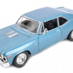 Macheta auto Chevrolet Nova SS albastru 1970, 1:24 Maisto