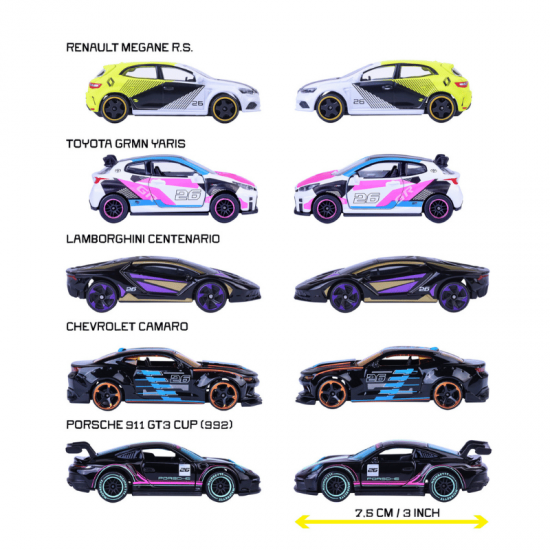 Macheta auto Giftpack 5x Neon Racer, 1:64, Majorette 