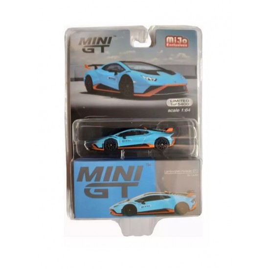 Macheta auto Lamborghini Huracan STO blue MGT475 Mijo, 1:64 Mini GT