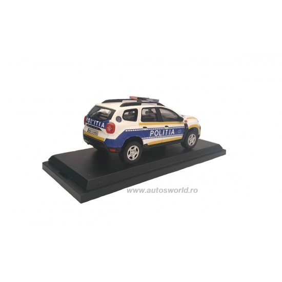 Macheta auto Dacia Duster 2 2018 Politia Romana, 1:43 Custom by autosworld.ro