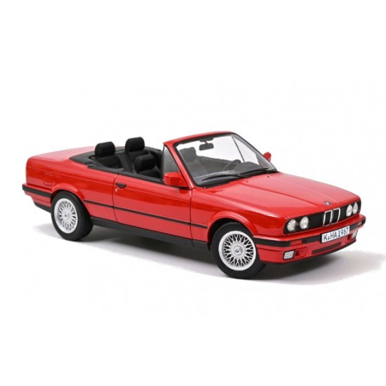 Macheta auto BMW E30 318i Cabriolet rosu 1991, 1:18 Norev