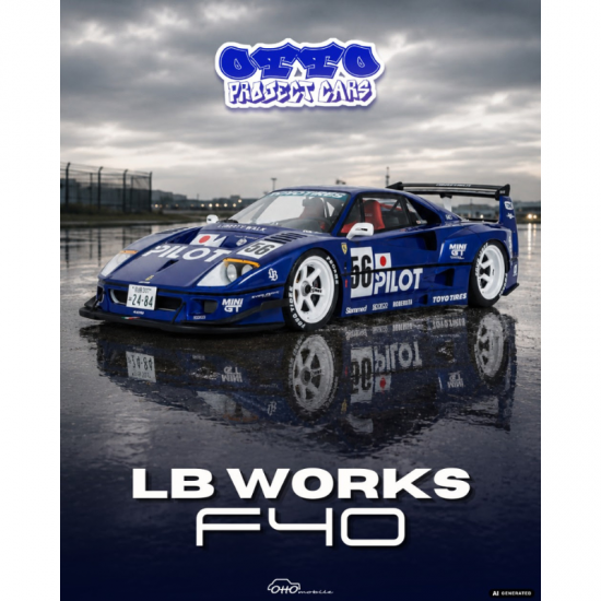 PRECOMANDA : Macheta auto Ferrari F40 LB-Works, Metallic Blue, 2024, OT1408, 1:18, Otto Models
