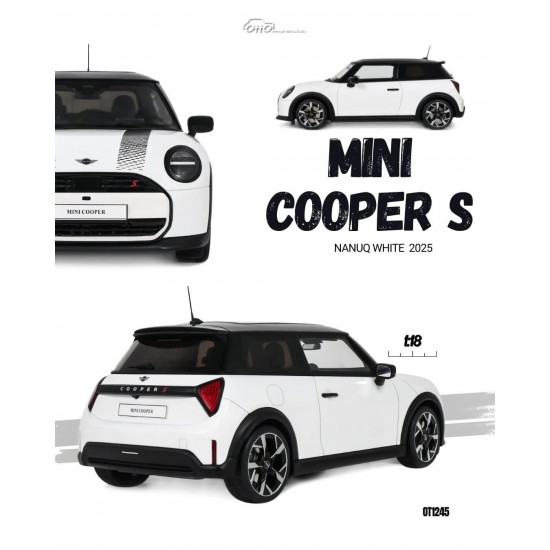 PRECOMANDA : Macheta auto Mini Cooper S, Nanuq White Metallic, 2025, 1:18, OT1245, Otto Models