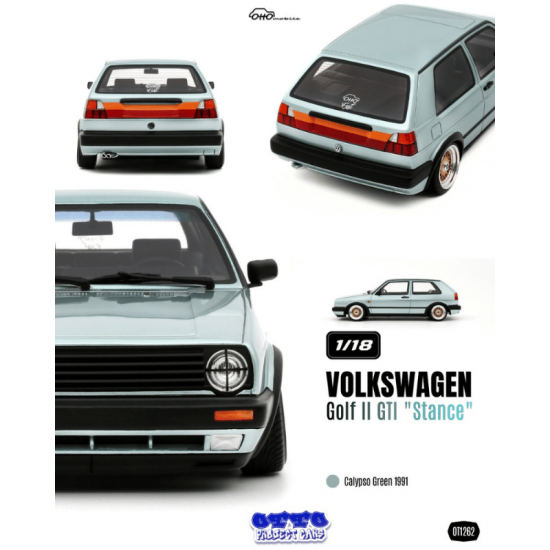 PRECOMANDA : Macheta auto Volkswagen Golf II GTI "Stance", Calypso Green, 1991, OT1262, 1:18, Otto Models