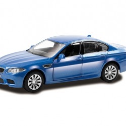 Macheta auto BMW M5 albastru pull-back 5 inch, 1:32-36 RMZ City