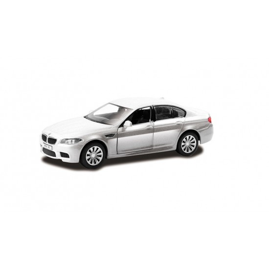 Macheta auto BMW M5 alb pull-back 5 inch, 1:32-36 RMZ City